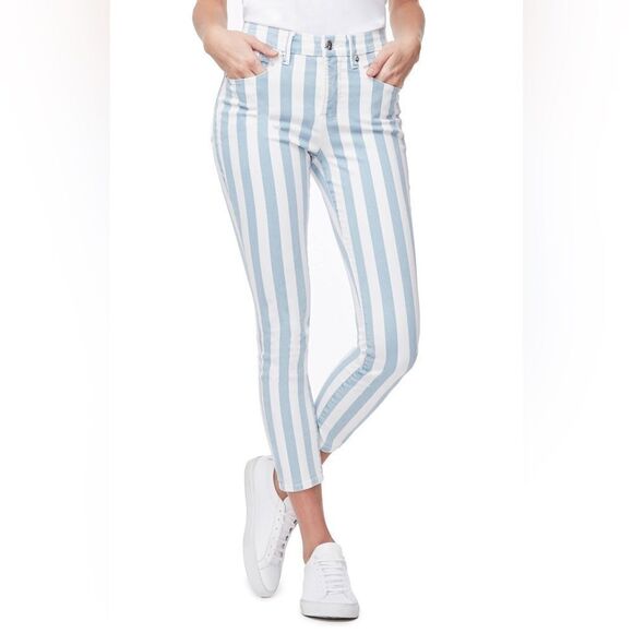 Good American Baby Blue white stipe jeans size 24 - Picture 13 of 13